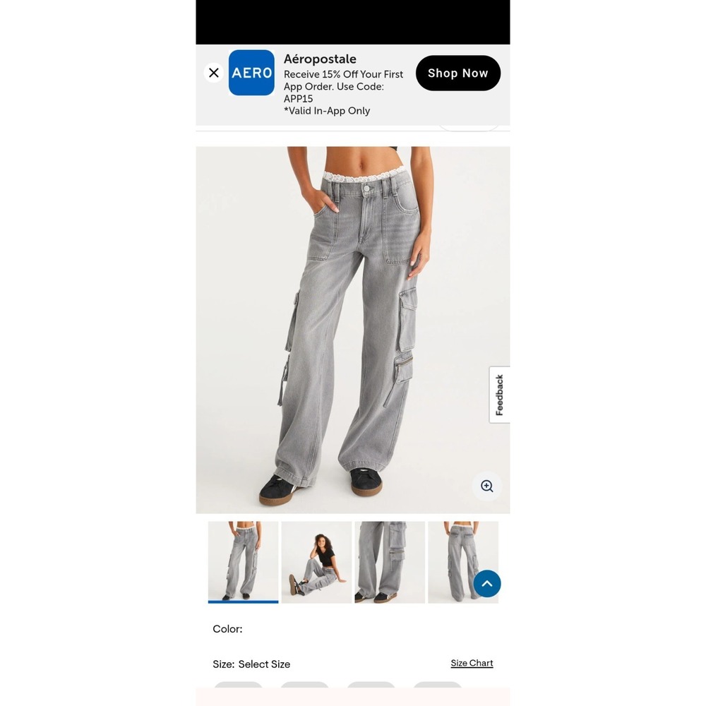 Abercrombie & Fitch Sz Small Mid Rise Gray Wide Leg Cargo Pants Grunge Utility